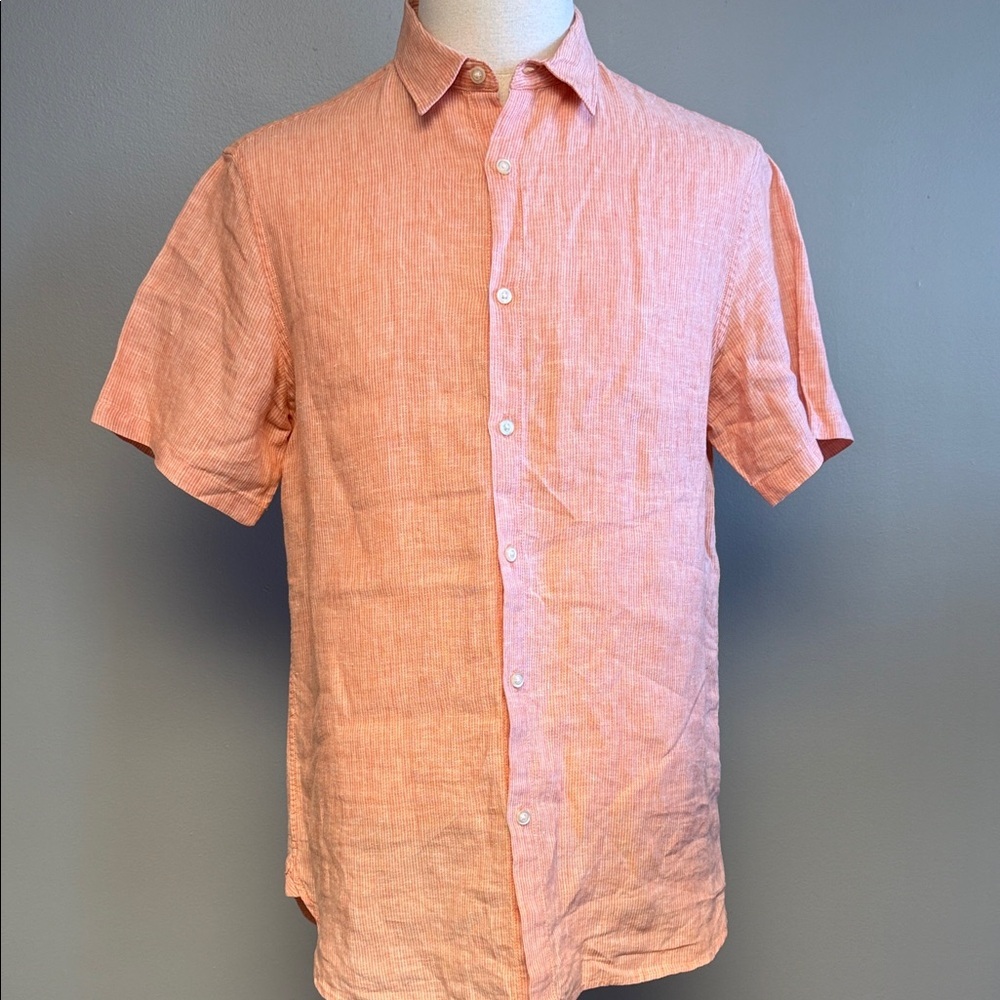 Banana Republic Linen Shirt Camden Fit M Orange Short Sleeve